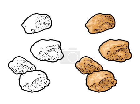 Illustration for Soy chunks. Vector color vintage engraving illustration for menu, poster, label. Isolated on white background - Royalty Free Image