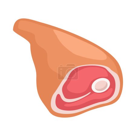 Illustration for Raw haunch with bone. Vector color vector illustration. Icon isolated on white background for poster, menus, brochure, web. - Royalty Free Image