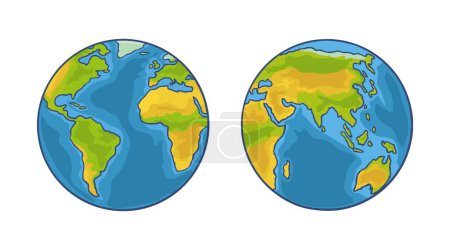 Téléchargez les illustrations : Terre planète globe. Illustration plate de couleur vectorielle isolée sur fond blanc. Pour web, poster, infographie. - en licence libre de droit