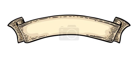 Illustration for Ribbon isolated on white background. Vector color vintage engraving illustration for menu, poster, web and label. Hand drawn in a graphic style. - Royalty Free Image