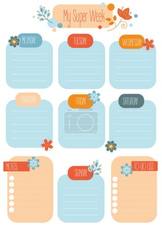 Illustration for Planner with frames for flower cute design - Royalty Free Image