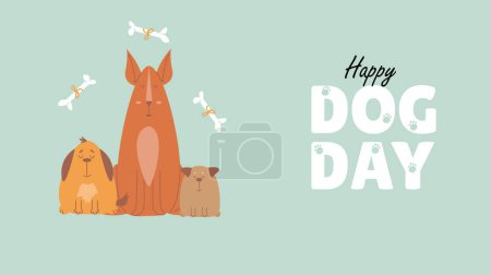 Banner vectorial para el Día del Perro con perros y huesos