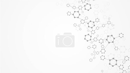 Photo for Modern science background with lines, dots and hexagons. Wave flow abstract background. Molecular structure for medical, technology, chemistry, science. illustration. - Royalty Free Image