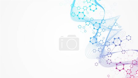 Photo for Modern abstract molecules structure for science or medical background. DNA helix or atom visualization. Molecular wave flow abstract background. illustration. - Royalty Free Image