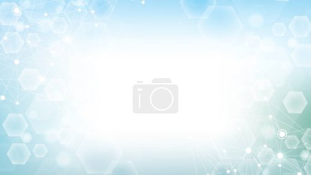Photo for Modern science background with lines, dots and hexagons. Wave flow abstract background. Molecular structure for medical, technology, chemistry, science. illustration. - Royalty Free Image