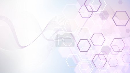 Photo for Modern scientific background with hexagons, lines and dots. Wave flow abstract background. Molecular structure for medical, technology, chemistry, science. illustration. - Royalty Free Image