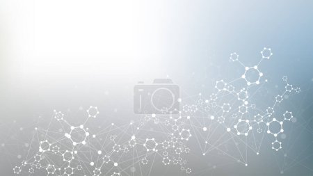 Photo for Modern science background with lines, dots and hexagons. Wave flow abstract background. Molecular structure for medical, technology, chemistry, science, illustration. - Royalty Free Image