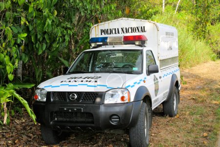 police car in Panama, patrolling Panama channel