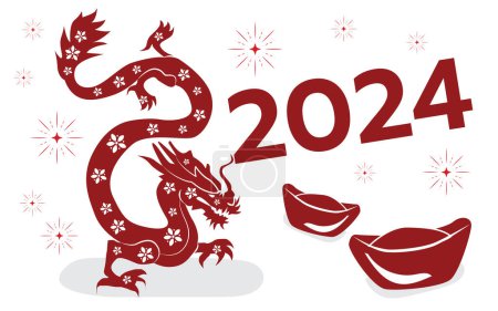 Photo for Happy chinese new year 2024, year of the dragon, happy new year illustration for posters, cards, calendars, signs, banners, websites, public relations and other designs - Royalty Free Image