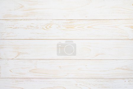 Photo for Texture of white wooden background. Light wallpaper with old crack texture. Vintage decorative nature wall concept, scratch surface mockup. Abstract horizontal grunge backdrop. Top view, copy space - Royalty Free Image