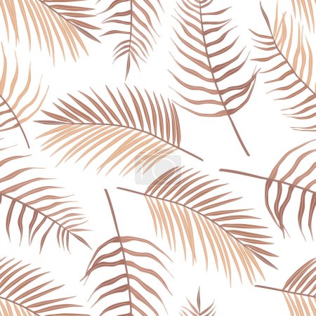 Illustration for Seamless pattern of tropical leaves of palm tree, Arecaceae leaf. Exotic boho collection of earth tone colors plant. Hand drawn botanical vector illustration for wallpaper, wrapping paper, fabric - Royalty Free Image