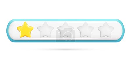 Illustration for Realistic 3d rating feedback with 1 golden star and deepening of four gray. Customer 3d quality review, user rating, feedback score, five-point scale. Vector illustration isolated on white background - Royalty Free Image