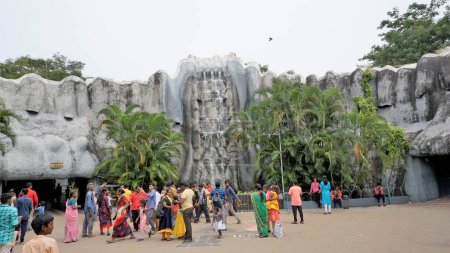 Photo for Vandalur,Tamilnadu,India-October 04 2022: Children, Adults enjoying inside Arignar Anna Zoological Park, AAZP. Perfect picnic and weekend gateway spot - Royalty Free Image