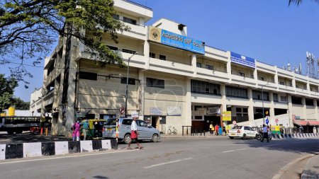 Photo for `Bangalore,Karnataka,India-January 01 2023: Multi storey Shivajinagar busstand building along with commissioner of central GST, Assistant traffic office - Royalty Free Image