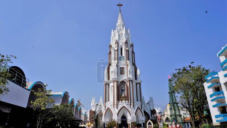 Photo for Bangalore,Karnataka,India-January 01 2023: Catholic Christians in saint mary statue in St.marys Basilica or Velankannimatha church. - Royalty Free Image