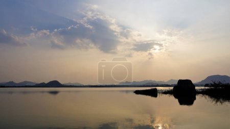 Photo for Beautiful scenic viewpoint at Gudibande Kere Viewpoint during sunset. Must visit place at evening. - Royalty Free Image