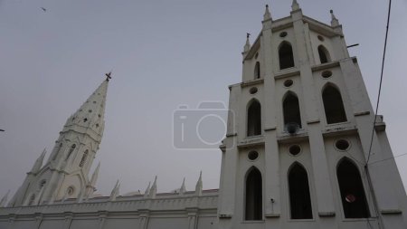 Photo for Poondi,Tamilnadu,India-March 17 2024: Our Lady of Lourdes or Poondi Madha Basilica is a Catholic pilgrimage centre located in Tamil Nadu. - Royalty Free Image