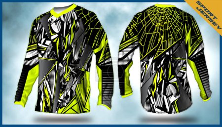Illustration for Long sleeve Motocross jerseys t-shirts vector, abstract background design for modern expressive uniforms, unisex sport wear.sublimation - Royalty Free Image