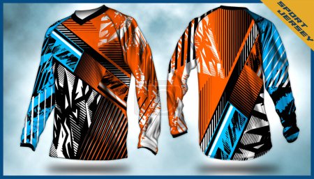 Illustration for Long sleeve Motocross jerseys t-shirts vector, abstract background design for modern expressive uniforms, unisex sport wear.sublimation - Royalty Free Image