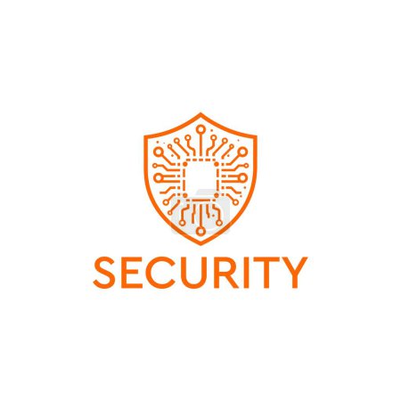 Logotipo de seguridad cibernética, un escudo de chip de circuito, que simboliza la seguridad y protección de primera clase para su marca, perfecto para empresas de tecnología y empresas de ciberseguridad que buscan un moderno y dinámico