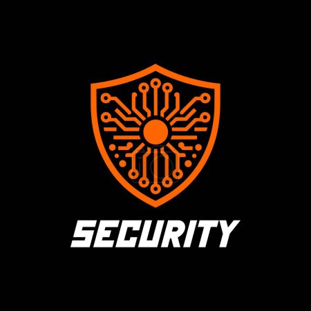 Logotipo de seguridad cibernética, un escudo de chip de circuito, que simboliza la seguridad y protección de primera clase para su marca, perfecto para empresas de tecnología y empresas de ciberseguridad que buscan un moderno y dinámico