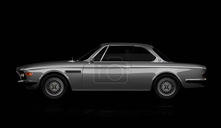 Photo for Almaty, Kazakhstan - September 25, 2022: BMW e9 3.0 CSi classic German big fast grand luxury executive 1970s coupe car on the isolated background. 3d render - Royalty Free Image