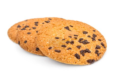 Photo for Pile of chocolate chip cookies on white background. - Royalty Free Image