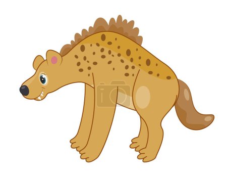 Illustration for African hyena concept. Dangerous animal, predator and mammal. Sticker for social networks, graphic element for printing on clothes. Biology, nature and wild life. Cartoon flat vector illustration - Royalty Free Image