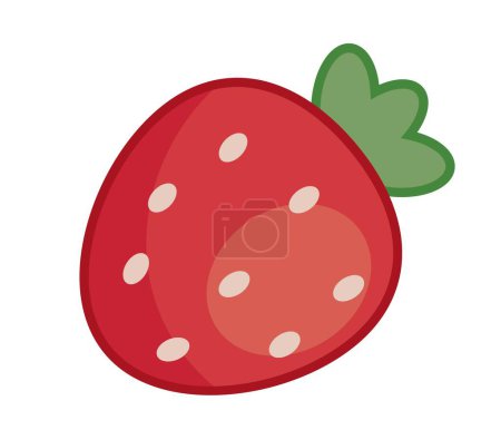Téléchargez les illustrations : Bébé icône de fraise. Baies rouges entières juteuses. Une alimentation saine et équilibrée, un produit naturel. Affiche ou bannière pour site web, élément graphique pour impression sur tissu. Illustration vectorielle plate de bande dessinée - en licence libre de droit