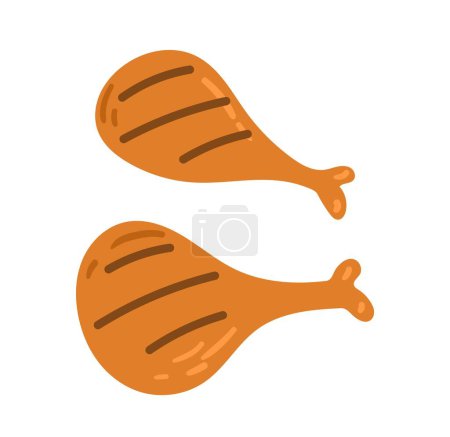 Illustration for BBQ chicken eggs. Delicious grilled meat. Poster or banner for website. Fast food, harmful but tasty product. Meat and proteins. Picnic and barbecue, recipe. Cartoon flat vector illustration - Royalty Free Image