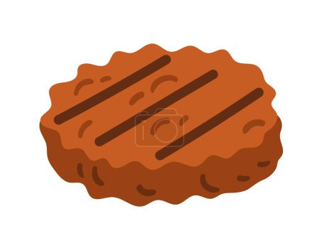 Illustration for BBQ fried cutlet. Pork or beef steak, meat. Sticker for social networks and messengers. Fast food, delicacy and gourmet. Picnic, outdoor leisure. Vacation and holiday. Cartoon flat vector illustration - Royalty Free Image