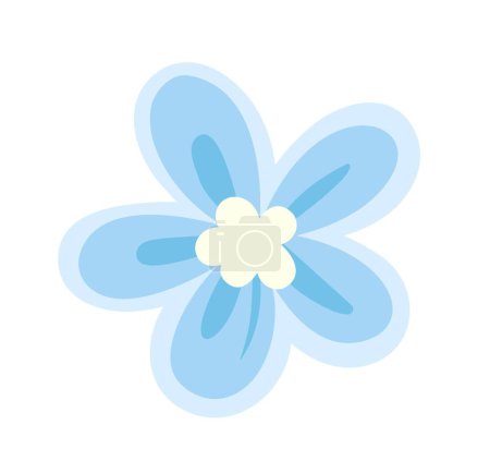 Illustration for Beautiful blue flower. Nature and environment, floristry and botany. Poster or banner for website, graphic element for printing on clothes. Aesthetics and elegance. Cartoon flat vector illustration - Royalty Free Image