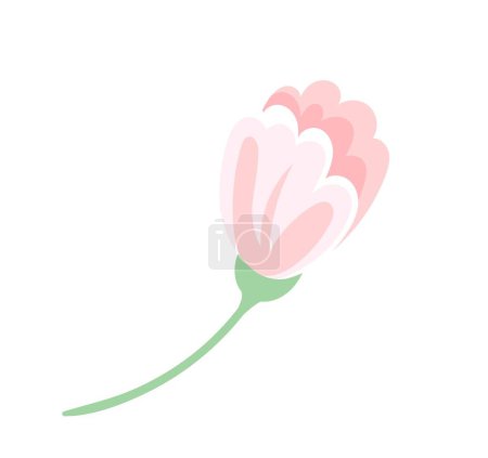 Illustration for Beautiful pink flower. Biology, floristry and botany. Sticker for social networks and messengers. Aesthetics and elegance. Romantic gift, present or surprise. Cartoon flat vector illustration - Royalty Free Image