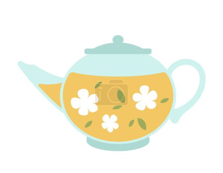 Illustration for Coffee or tea in pot. Hot drinks, homemade dishes. Comfort and coziness in apartment. Poster or banner for website. Sticker for social networks and messengers. Cartoon flat vector illustration - Royalty Free Image