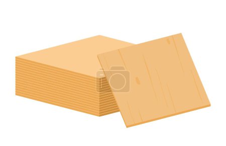 Illustration for Wood sheets icon. Material for building house, strengthening floor or ceiling, walls, protection from wind and cold weather. Thermal insulation, construction. Cartoon flat vector illustration - Royalty Free Image