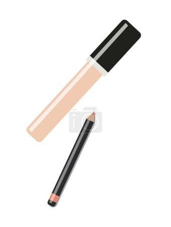 Illustration for Makeup pencil icon. Cosmetic product for highlighting eyebrows and eyelashes. Beauty, make up, aesthetics and elegance. Advertising poster or banner for website. Cartoon flat vector illustration - Royalty Free Image