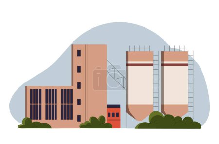 Photo for Beige factory concept. Large buildings, cisterns and skyscrapers. Architecture and houses. Graphic element for website, poster or banner. Production and processing. Cartoon flat vector illustration - Royalty Free Image