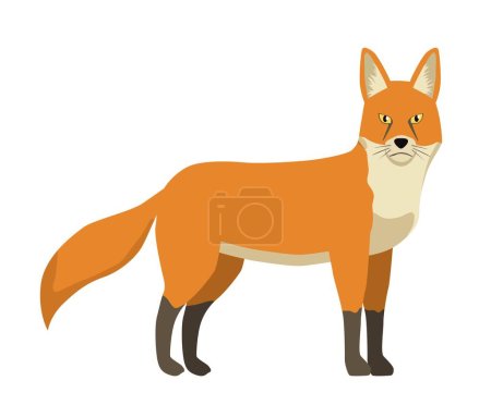 Illustration for Orange fox icon. Forest animal. Nature and wild life. Education and development, training. Sticker for social networks and messengers. Poster or banner for website. Cartoon flat vector illustration - Royalty Free Image