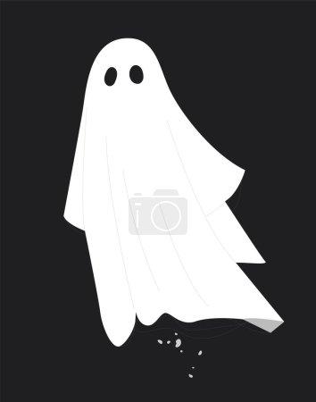 Illustration for White ghost icon. Mystical and mysterious character, symbol of evil forces. Halloween and scary traditional autumn holidays. International and multicultural. Cartoon flat vector illustration - Royalty Free Image