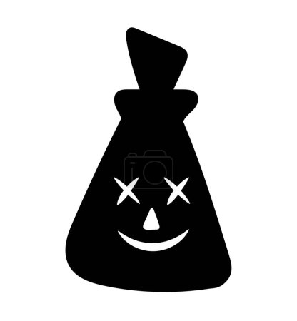Illustration for Halloween pumpkin in hat silhouette. Triangular and geometric figure. Sticker for social networks and instant messengers. Emotions and facial expressions, feelings. Cartoon flat vector illustration - Royalty Free Image