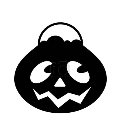 Illustration for Halloween pumpkin silhouette. Vegetable with scary face, facial expressions and emotions. Symbol of terrible and international holiday. Abstract and minimalistic logo. Cartoon flat vector illustration - Royalty Free Image