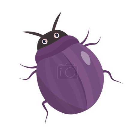 Téléchargez les illustrations : Joli scarabée violet. Insecte à coquille dure. Biologie et faune, vie sauvage. Sticker pour les réseaux sociaux et les messagers. Élément graphique pour impression sur tissu. Illustration vectorielle plate de bande dessinée - en licence libre de droit