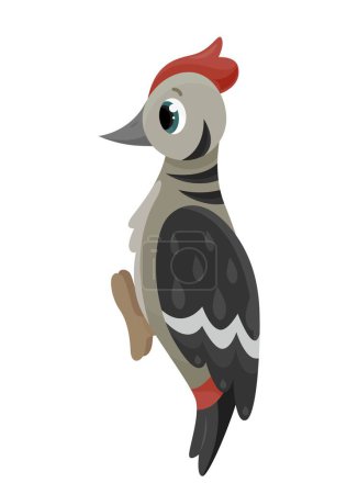 Illustration for Cute grey bird. Animal with wings and feathers and bright coloring. Sticker for social networks and messengers. Graphic element for website, poster or banner. Cartoon flat vector illustration - Royalty Free Image