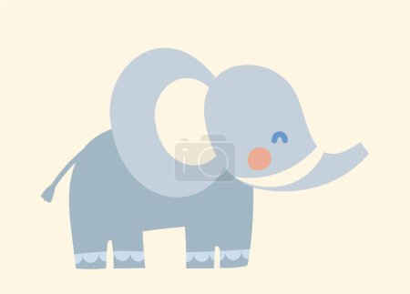 Illustration for Cute elephant icon. Large animal with big ears and trunk. Educational material for children. Biology and fauna, wild life. Tropics and Savannah. Toy or mascot. Cartoon flat vector illustration - Royalty Free Image