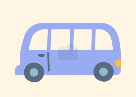 Illustration for Cute bus icon. Big blue car, vehicle for travel and adventure. Vacation and leisure. Part of map pattern. Sticker for social networks and instant messengers. Cartoon flat vector illustration - Royalty Free Image