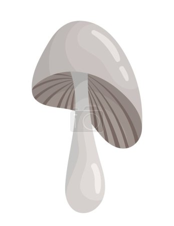 Illustration for Grey mushrooms icon. Plant with thin stem and large cap. Natural, organic and fresh product. Wildlife, flora and plant, botany. Symbol of forest in autumn season. Cartoon flat vector illustration - Royalty Free Image