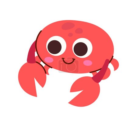 Illustration for Red crab icon. Representative of seabed, underworld, animal with spikes. Charming character, mascot or toy for children. Sticker for social networks and messengers. Cartoon flat vector illustration - Royalty Free Image