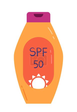 Illustration for SPF cream icon. Suntan for skin care and protection, prevention cosmetic. Sticker for social networks and messengers. Aesthetics, elegance and beauty, hygiene. Cartoon flat vector illustration - Royalty Free Image
