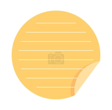 Illustration for Round note icon. Yellow sheet of paper with lines for notes. Organization of workflow, setting goals and objectives, vision of future. Time management and deadline. Cartoon flat vector illustration - Royalty Free Image