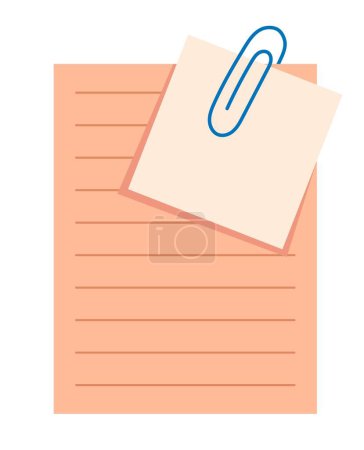 Illustration for Square note icon. Pink sheet of paper with lines for setting goals and objectives. organization of effective workflow and time management. Motivation and leadership. Cartoon flat vector illustration - Royalty Free Image